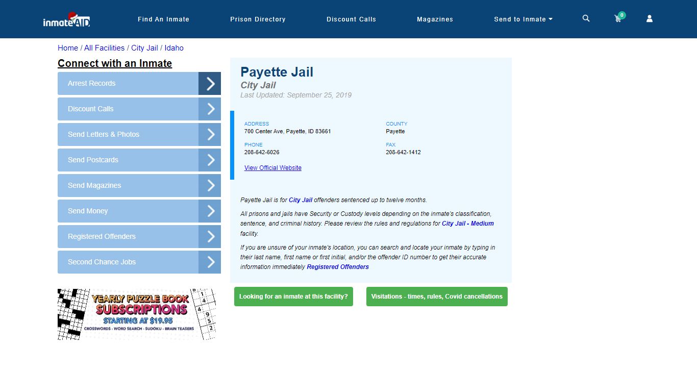 Payette Jail | Inmate Locator